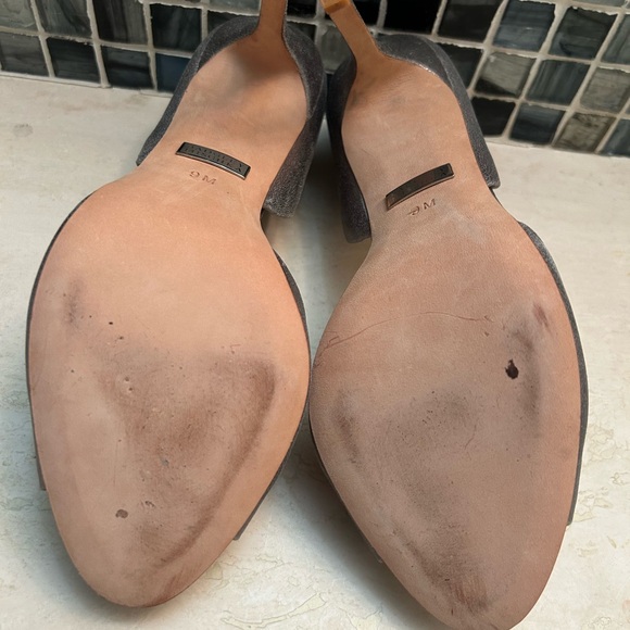 Badgley Mischka Giana II D’Orsay Heels – Pewter Metallic Suede Women’s Size 9M - Picture 9 of 11